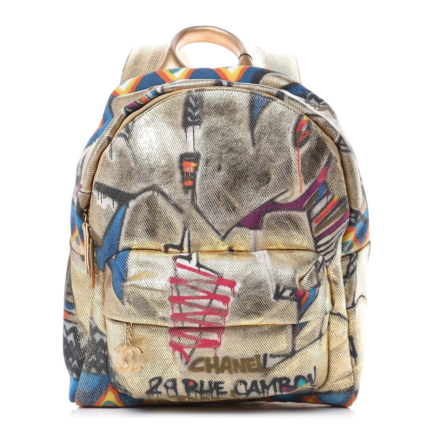 Graffiti Printed Canvas Street Spirit Backpack Multicolor