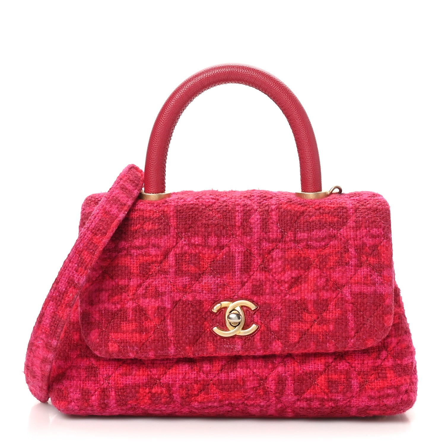 Chanel Tweed Mini Coco Handle Flap Fuchsia 1 of 10