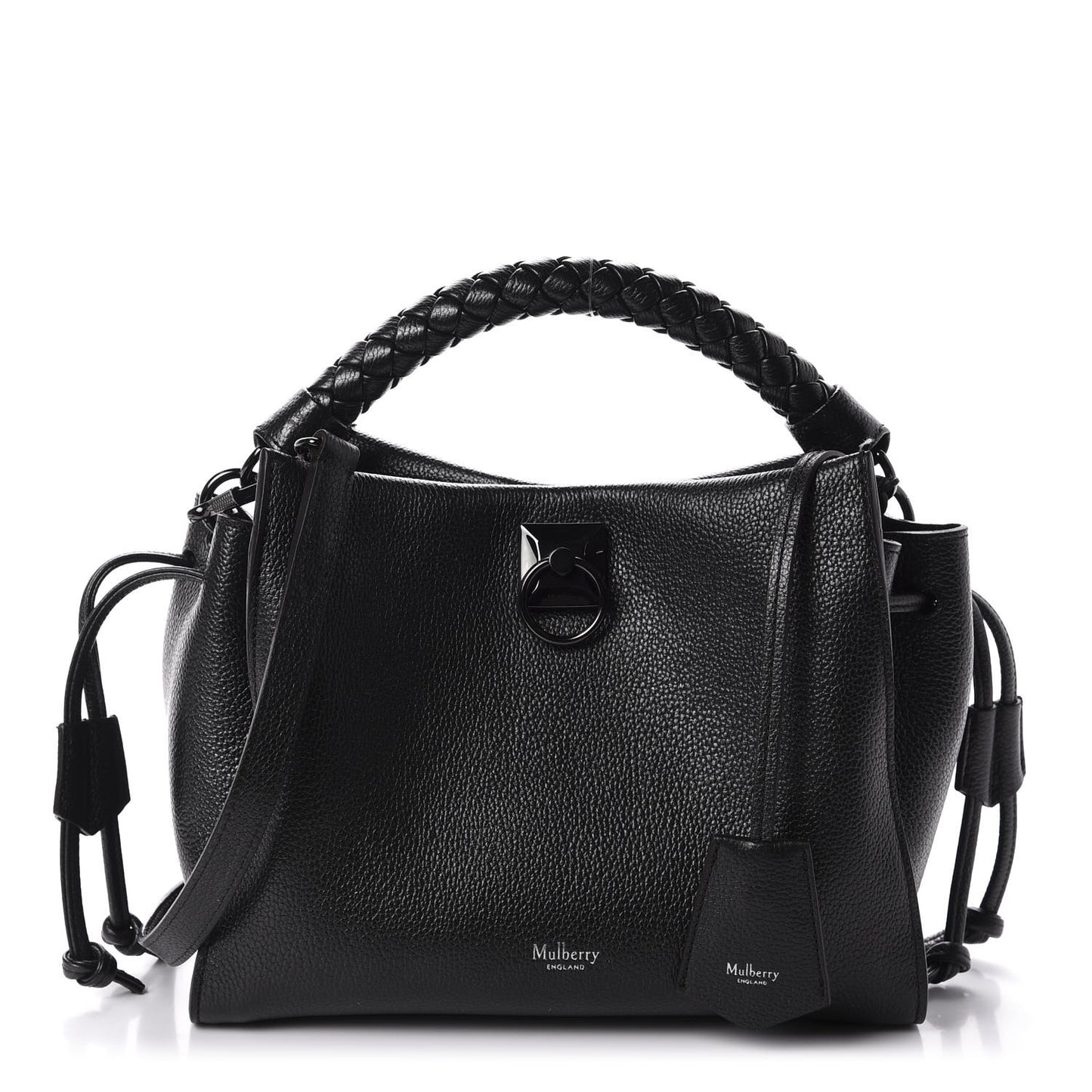 Metallic Heavy Grain Small Iris Tote Black