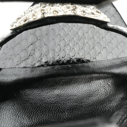 Saint Laurent Ayers Snakeskin Embossed Crystal Giqua 115 Sandals 40.5 Black 9 of 10