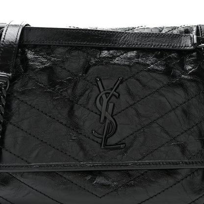 Saint Laurent Crinkled Calfskin Matelasse Monogram Medium Niki Chain Satchel Black 7 of 9