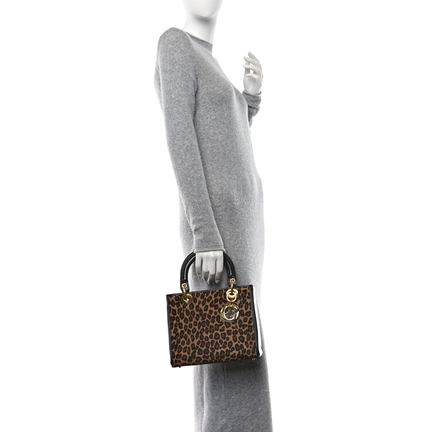 Patent Pony Hair Leopard Print Medium Lady Dior