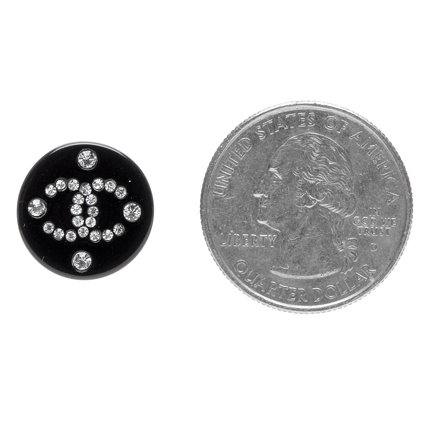 Chanel Resin Crystal CC Earrings Black 2 of 4