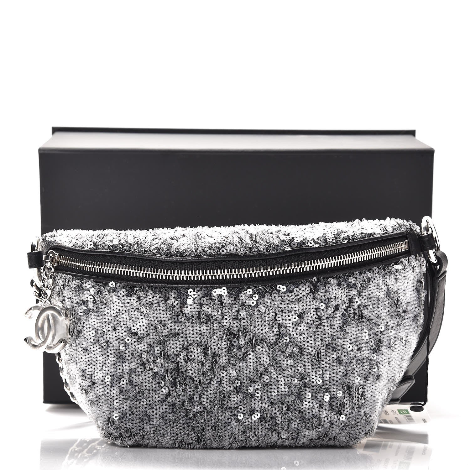 Chanel Sequin Waist Bag Fanny Pack Silver Black 8 of 8