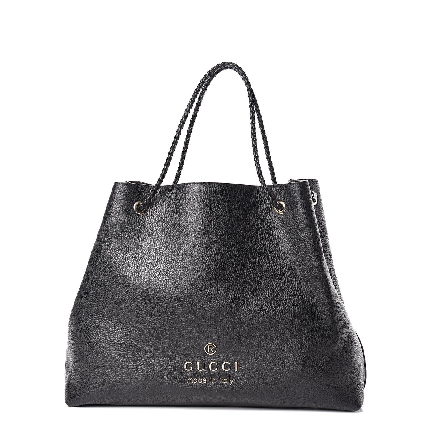 Calfskin Large Gifford Braided Handle Tote Black