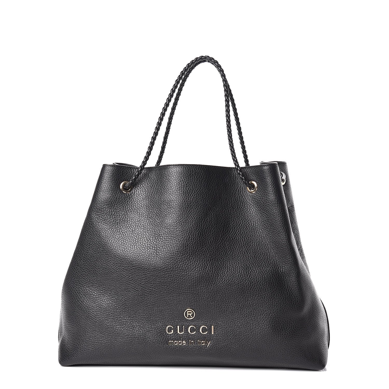 Gucci Calfskin Large Gifford Braided Handle Tote Black 1 of 10