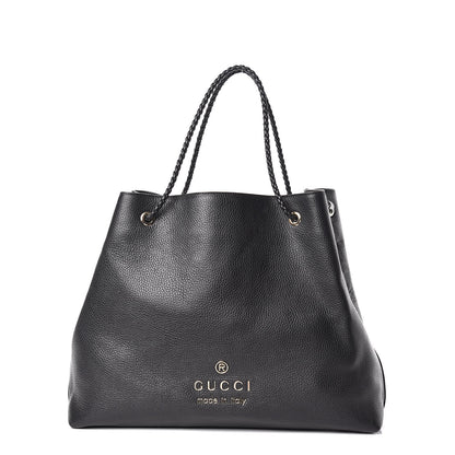 Gucci Calfskin Large Gifford Braided Handle Tote Black 1 of 10