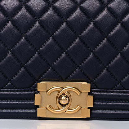 Chanel Lambskin Quilted Medium Boy Flap Dark Navy 8 of 15