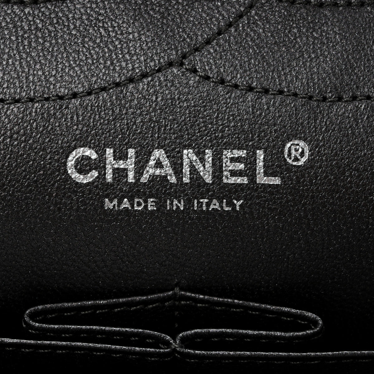 Metallic Aged Calfskin Quilted 2.55 Reissue 228 Flap Black