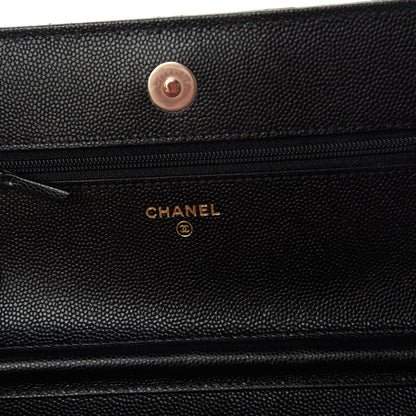 Chanel Caviar Quilted French New Wave Chain CC Wallet On Chain WOC Black 8 of 12