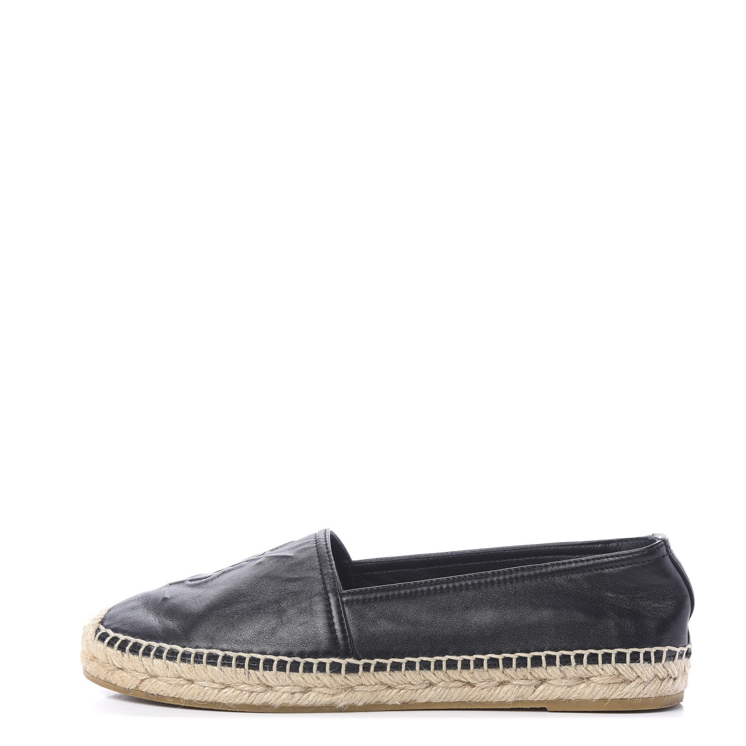 Saint Laurent Lambskin Monogram Espadrilles 37 Black 1 of 9