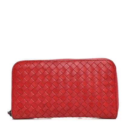Bottega Veneta Nappa Intrecciato Zip Around Wallet Red 1 of 10