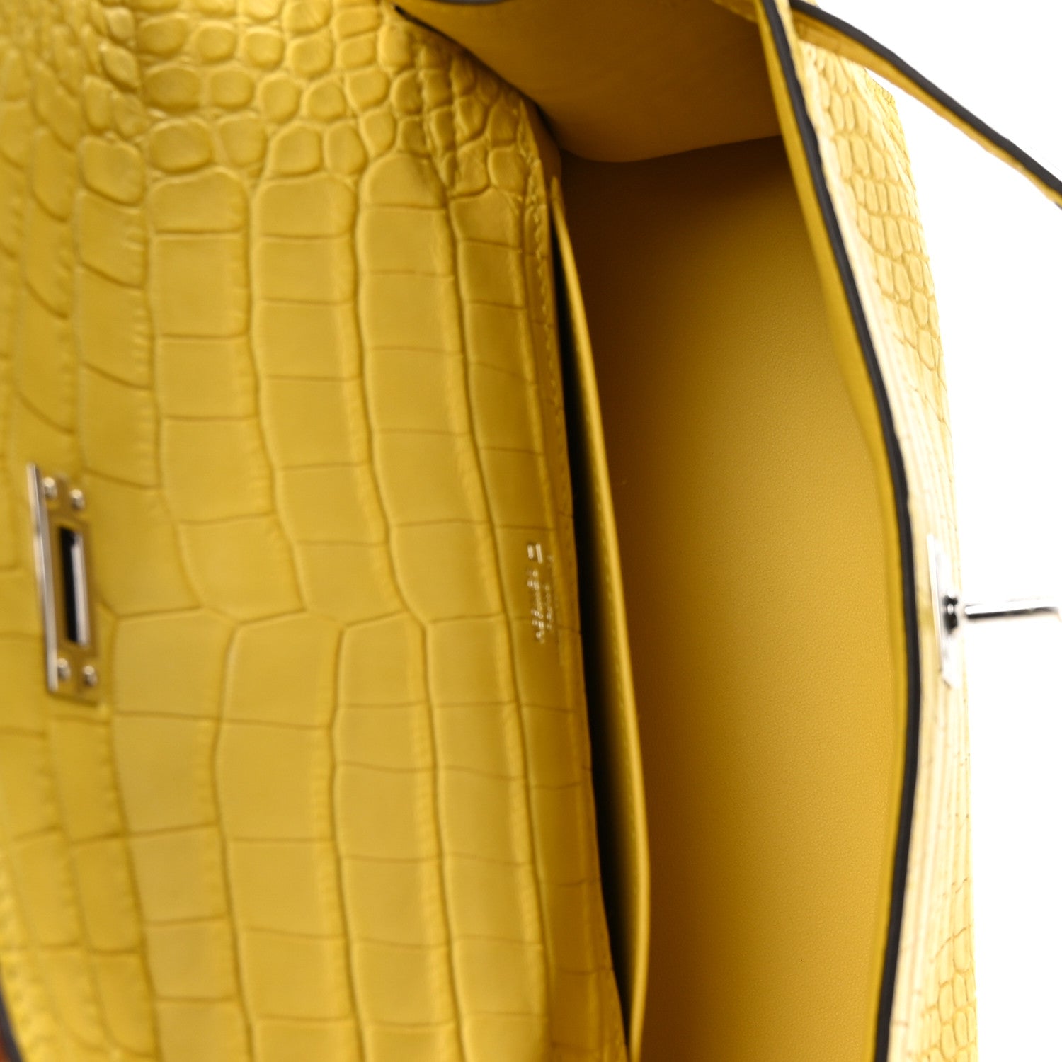 Hermes Matte Alligator Kelly Pochette Mimosa 5 of 11