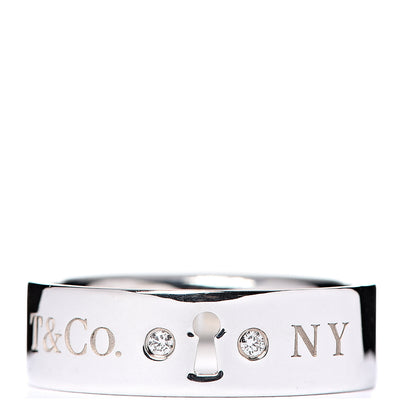 Tiffany Sterling Silver Diamond Locks Ring 56 7.5 1 of 6