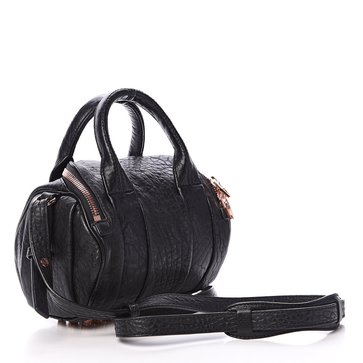 Pebbled Lambskin Mini Rockie Black Rose Gold Hardware