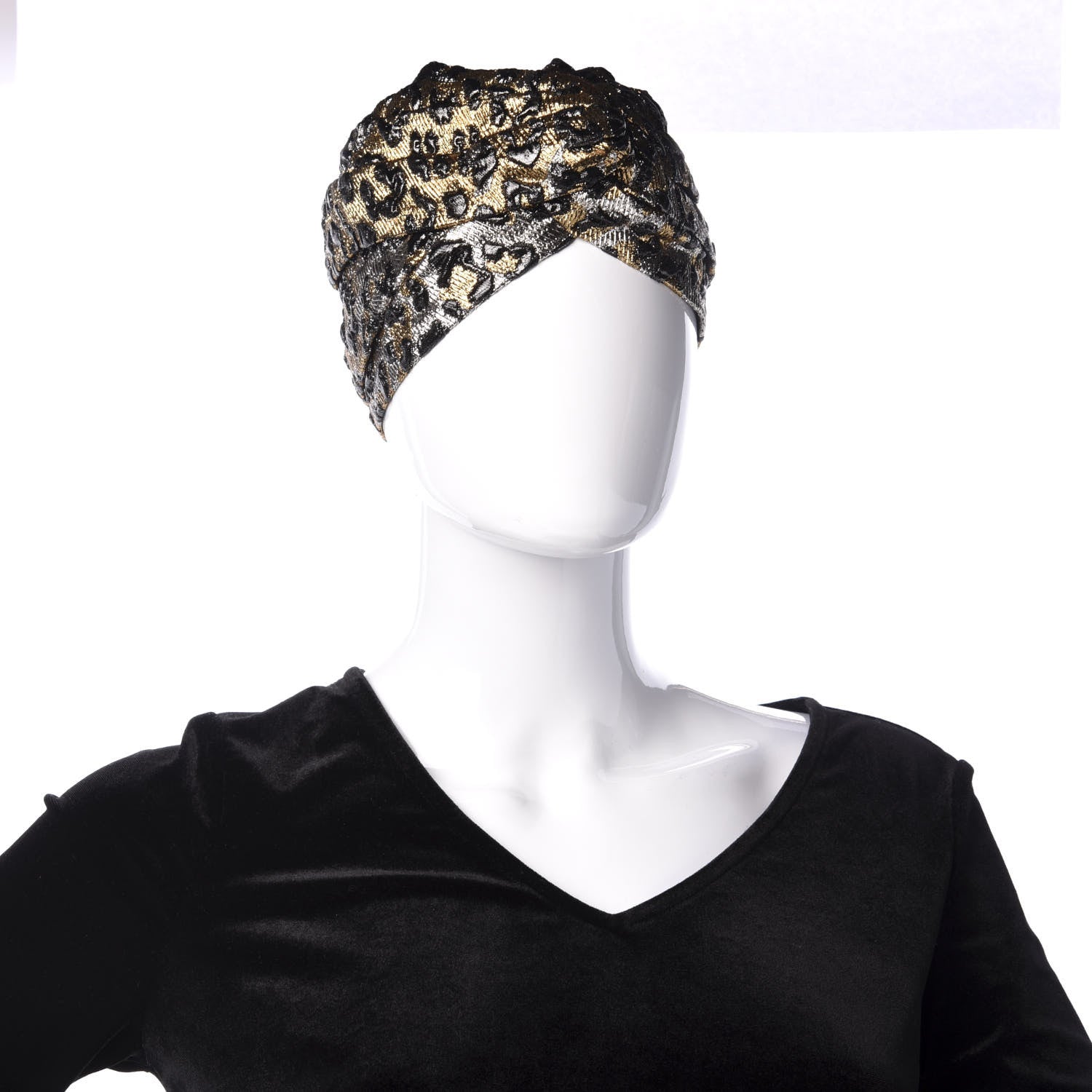 Gucci Metallic Leonte Turban S 56 Black Gold 2 of 7