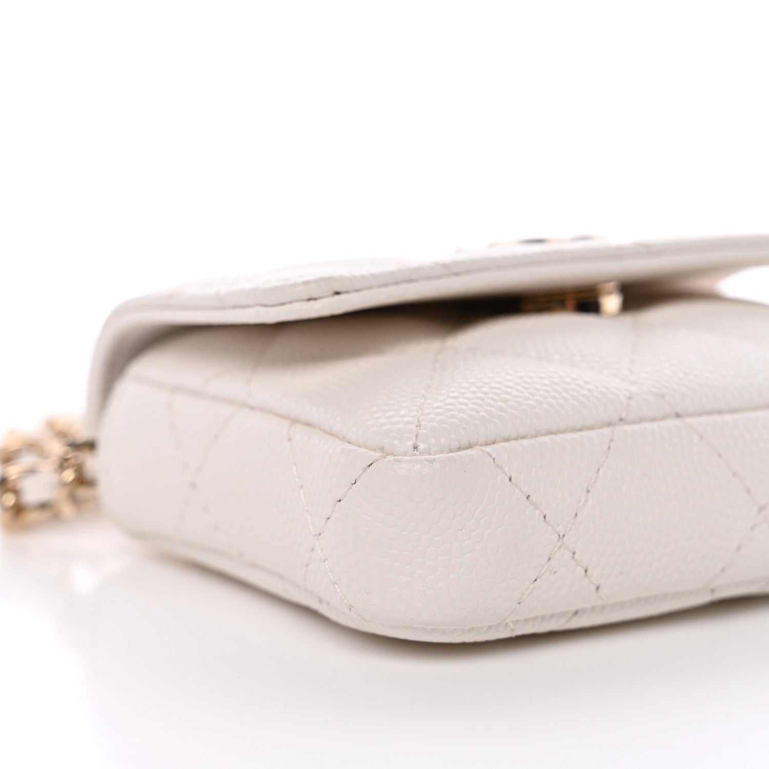 Chanel Caviar Quilted Belt Bag With Charms On Chain White 10 of 11