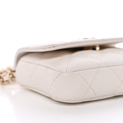 Chanel Caviar Quilted Belt Bag With Charms On Chain White 10 of 11