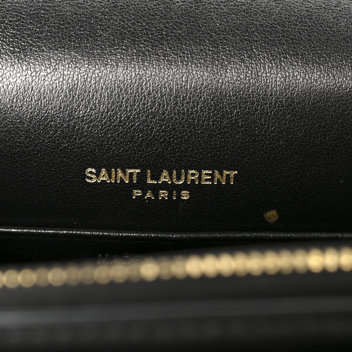 Saint Laurent Coated Bark Calfskin Sunset Chain Wallet  Black 6 of 10