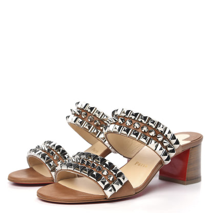Christian Louboutin Calfskin Tina Goes Mad 55 Slide Sandals 38.5 Cuoio 3 of 10