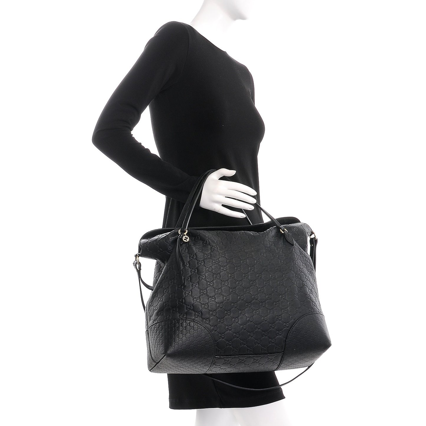 Guccissima Large Bree Foldover Tote Black