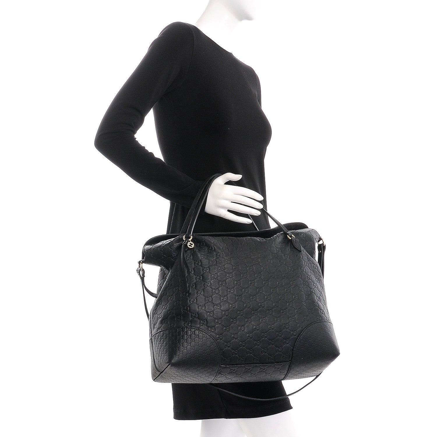 Gucci Guccissima Large Bree Foldover Tote Black 3 of 11