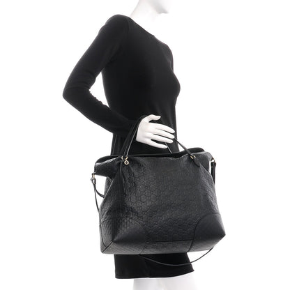 Gucci Guccissima Large Bree Foldover Tote Black 3 of 11