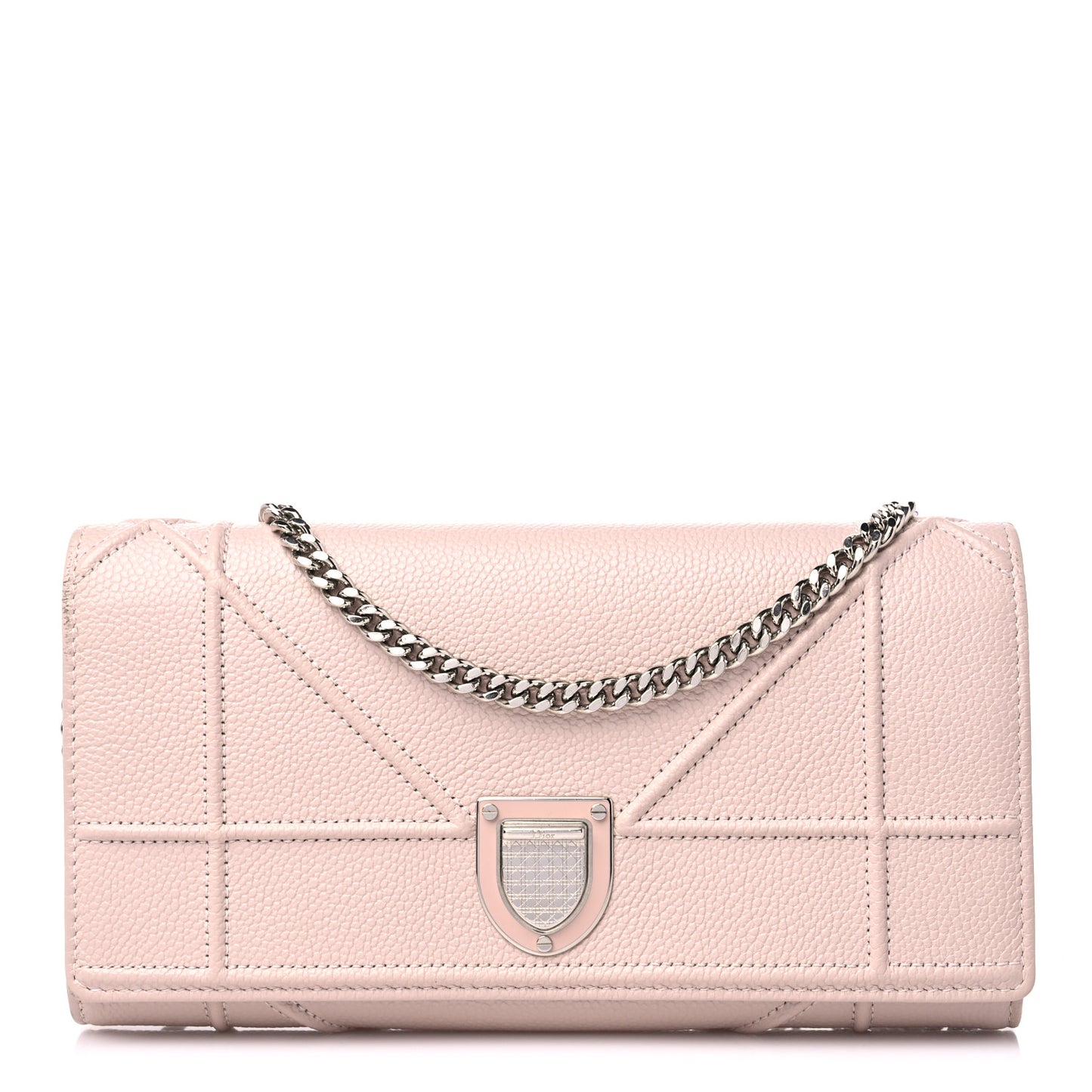 Grained Calfskin Diorama Croisiere Chain Wallet Rose Poudre