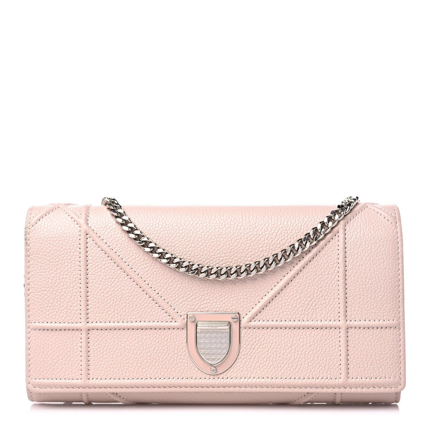 Christian Dior Grained Calfskin Diorama Croisiere Chain Wallet Rose Poudre 1 of 15