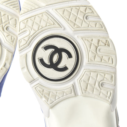 Chanel Nylon Calfskin Suede CC Womens Sneakers 38 Light Blue 6 of 9