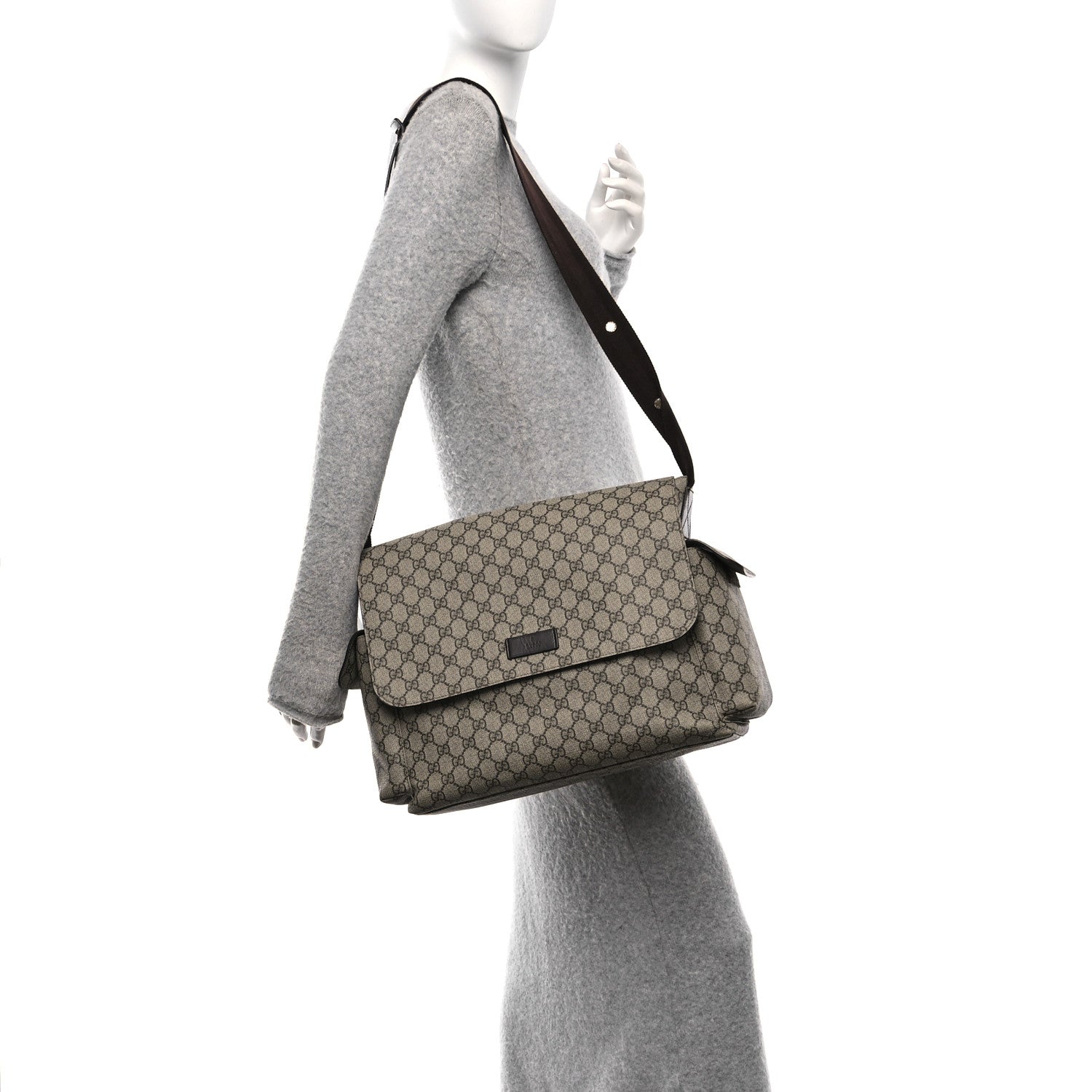 Gucci GG Plus Monogram Messenger Diaper Bag Dark Brown 2 of 10