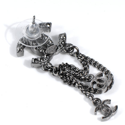 Chanel Pearl Beaded CC Chain Earrings Silver 3 of 4
