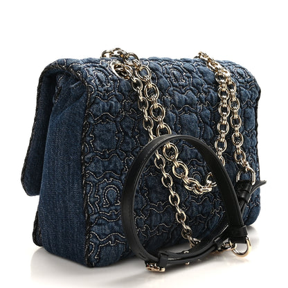 Salvatore Ferragamo Denim Quilted Gancini Flap Bag Blue 3 of 9