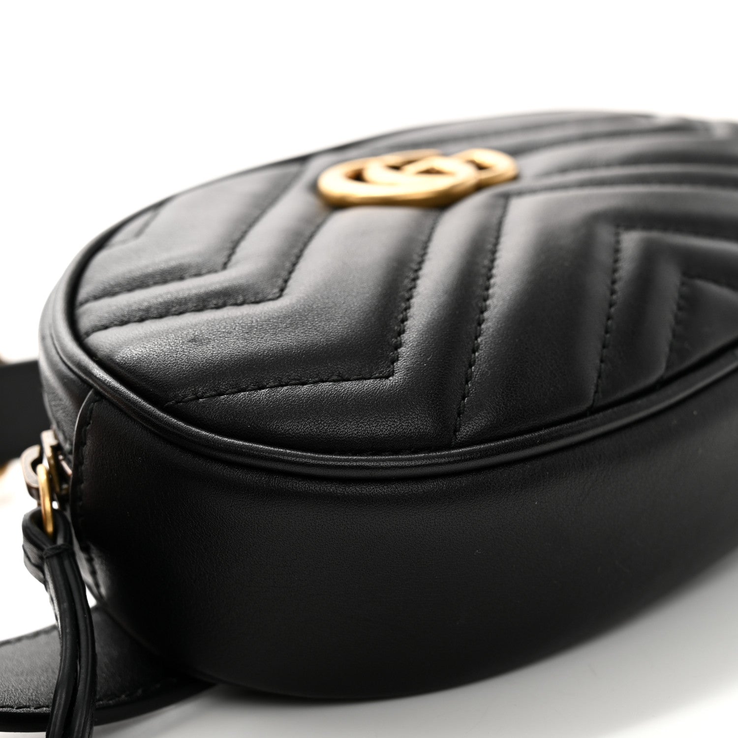 Gucci Calfskin Matelasse GG Marmont Belt Bag 75 30 Black 9 of 10
