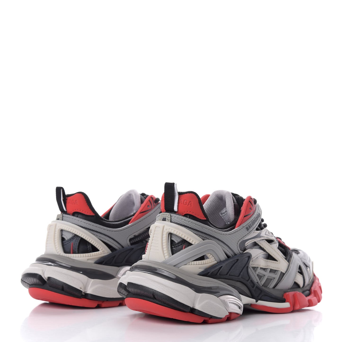 Rubber Mesh Bi-Color Womens Track.2 Open Sneakers 35 Black Grey Red