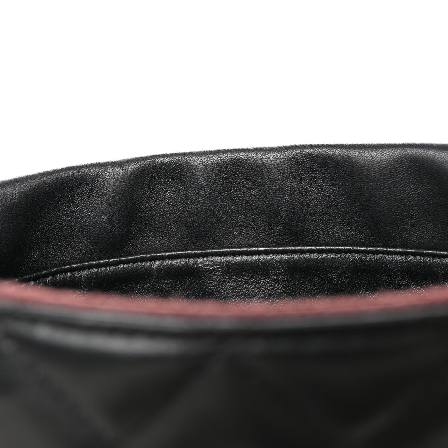 Lambskin Quilted Large Flap Cosmetic Case Black
