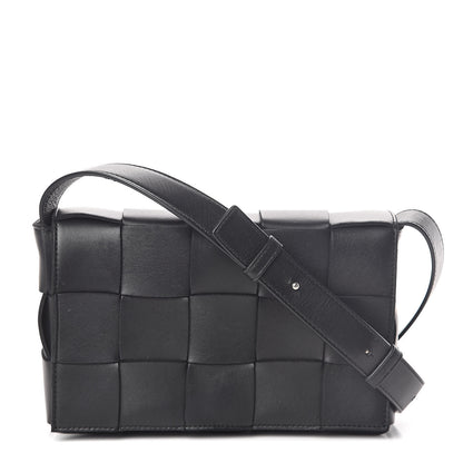 Bottega Veneta Lambskin Maxi Intrecciato Cassette Crossbody Bag Black 1 of 9