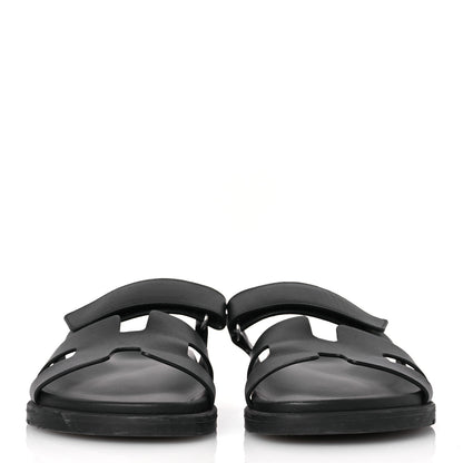 Hermes Calfskin Womens Chypre Sandals 39.5 Black 3 of 14