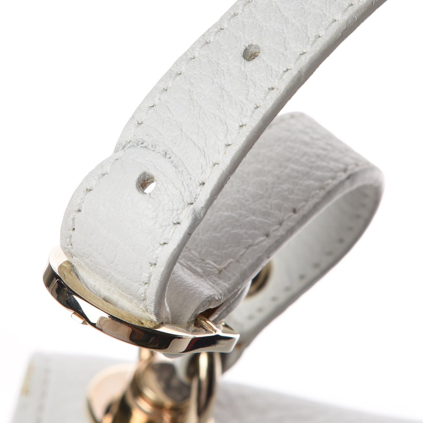 Pebbled Calfskin Web Blondie Flap White