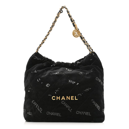 Chanel Velvet Sequin Quilted Chanel 22 Black 3 of 12