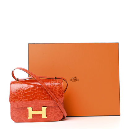Hermes Shiny Alligator Constance 18 Orange Poppy 18 of 18