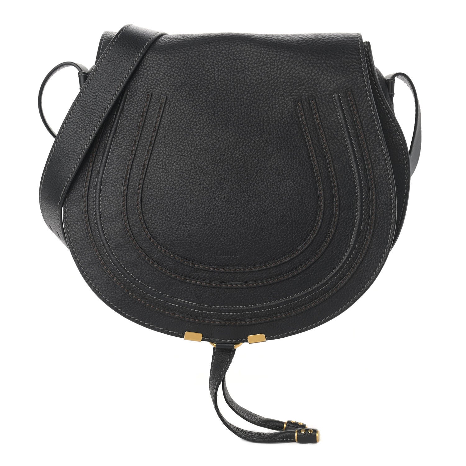 Chloe Calfskin Medium Marcie Round Crossbody Bag Black 1 of 12