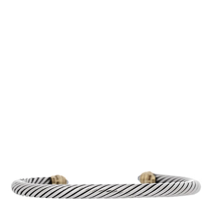 David Yurman Sterling Silver 14K Yellow Gold Blue Topaz 5mm Cable Classics Petite Color Bracelet 2 of 3