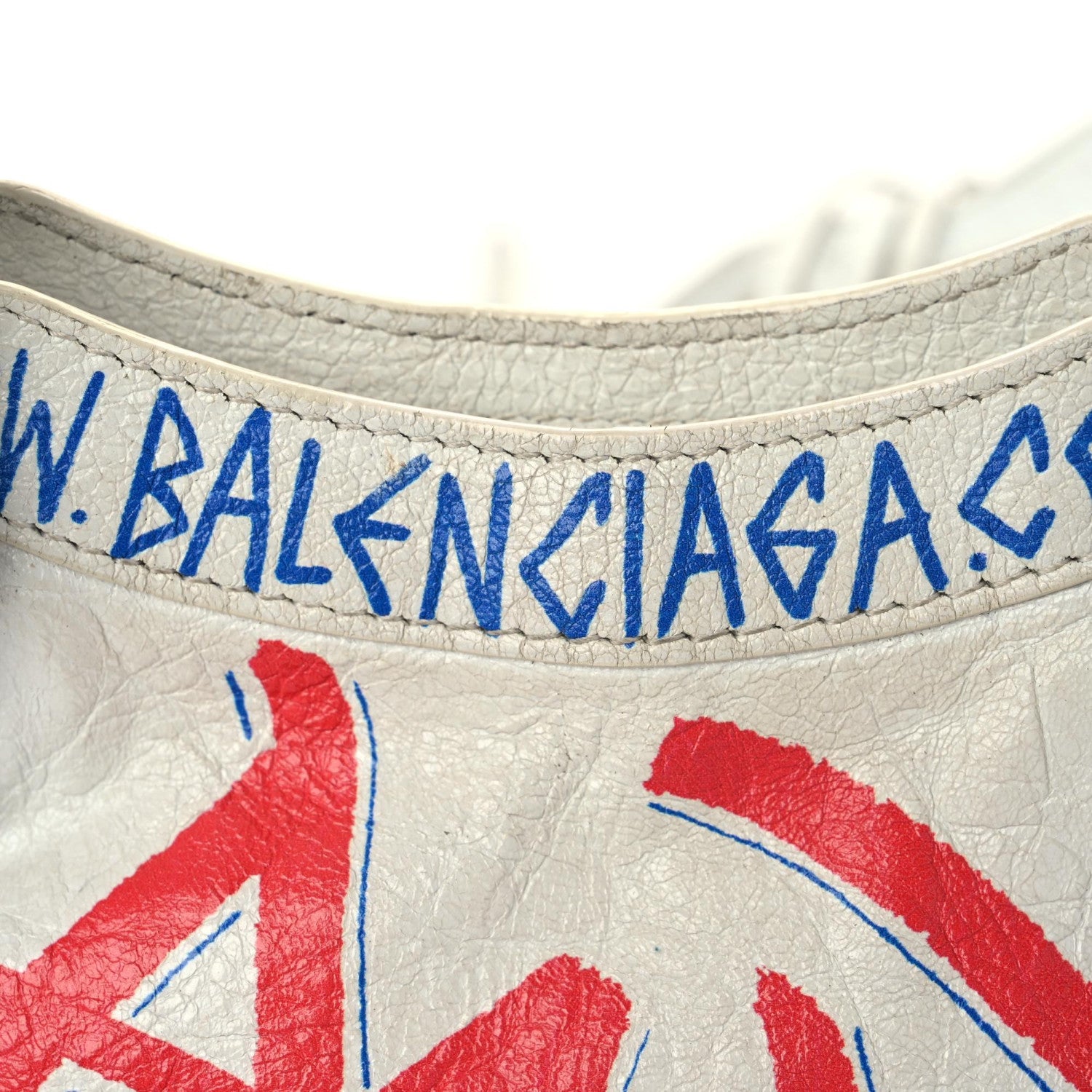 Balenciaga Agneau Graffiti All Over Classic Hardware Mini City White Bleu Rouge 10 of 31