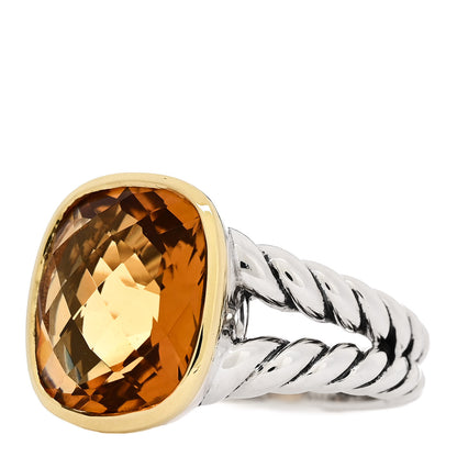 David Yurman Sterling Silver 18K Yellow Gold Citrine 14mm Noblesse Ring 54 6.75 3 of 5