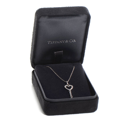 Tiffany Platinum Diamond Heart Key Pendant Necklace 6 of 6