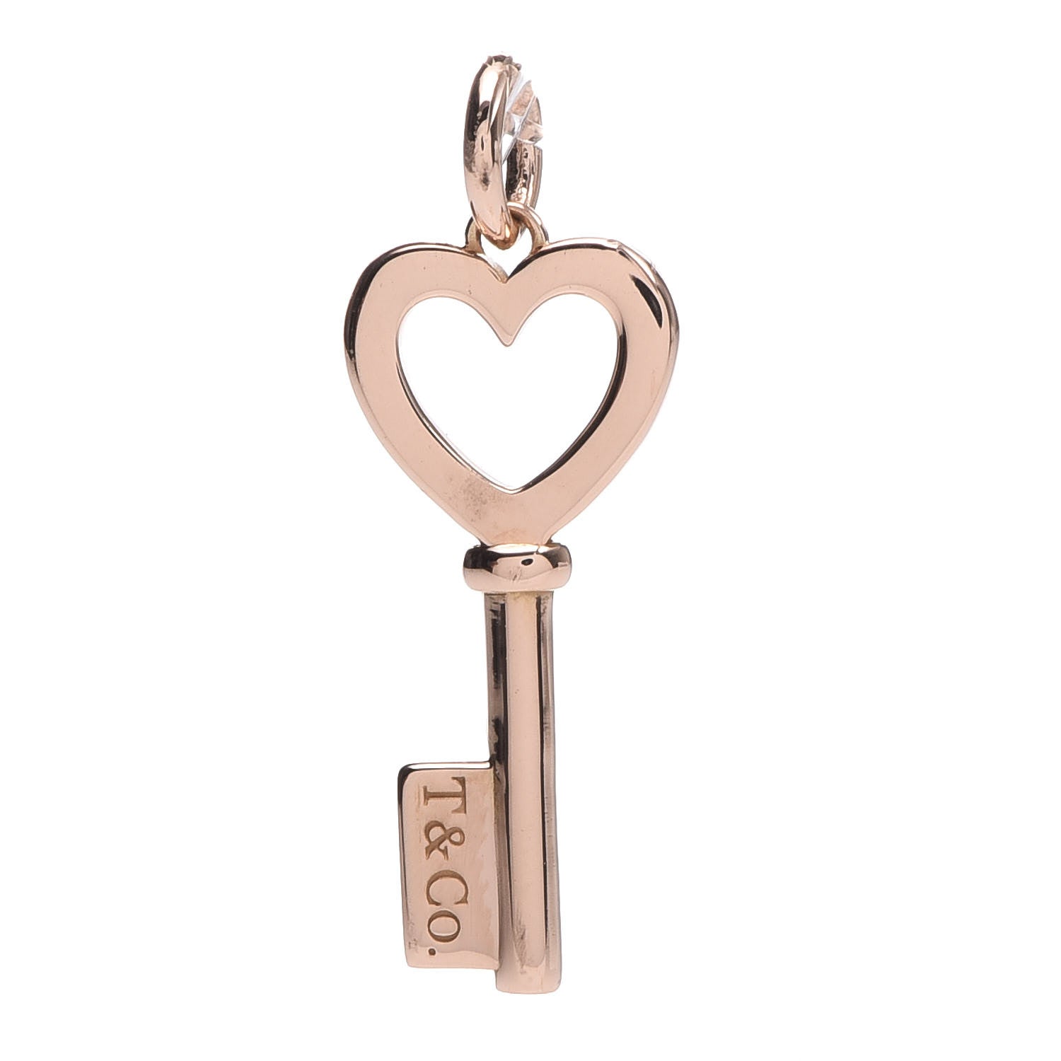 Tiffany 18K Rose Gold Mini Heart Key Pendant 1 of 3