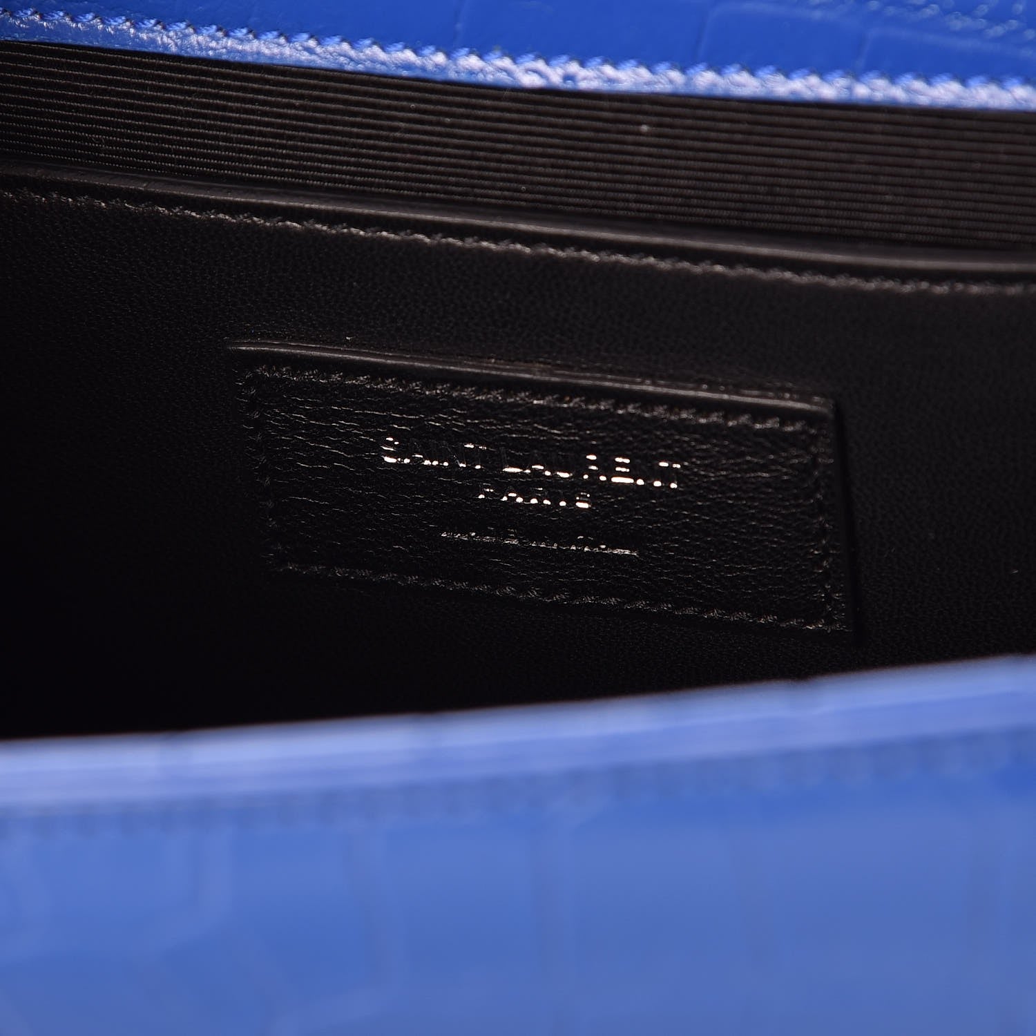 Saint Laurent Calfskin Crocodile Embossed Medium Classic Monogram Kate Tassel Satchel Bleu Majorelle 6 of 6