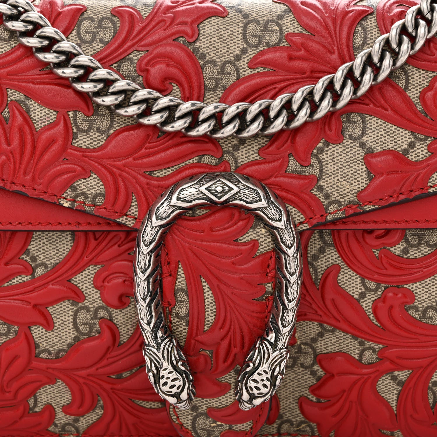 Gucci GG Supreme Monogram Arabesque Small Dionysus Shoulder Bag Hibiscus Red 8 of 10