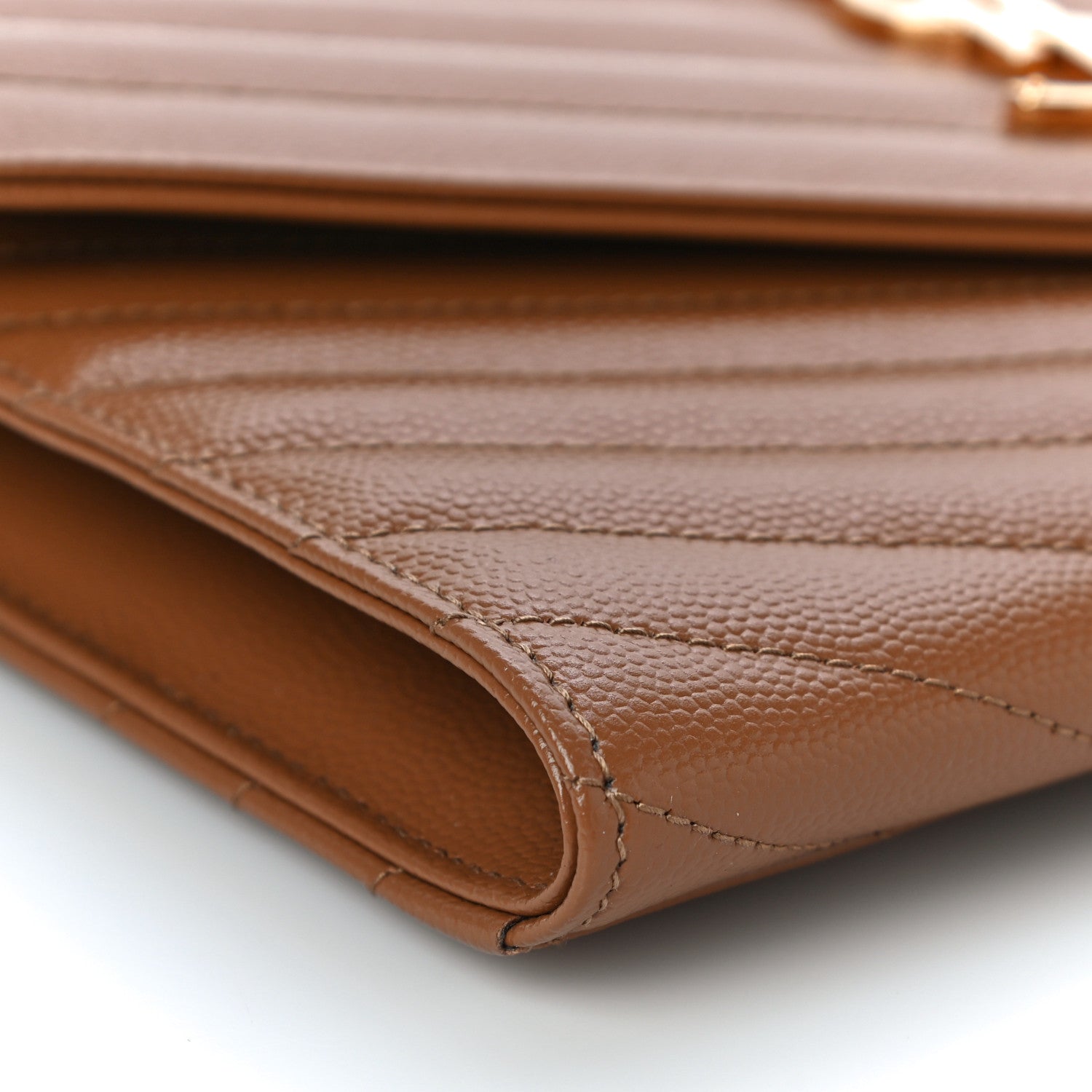 Saint Laurent Grain De Poudre Matelasse Chevron Monogram Cassandre Flap Pouch Natural Dark 9 of 11